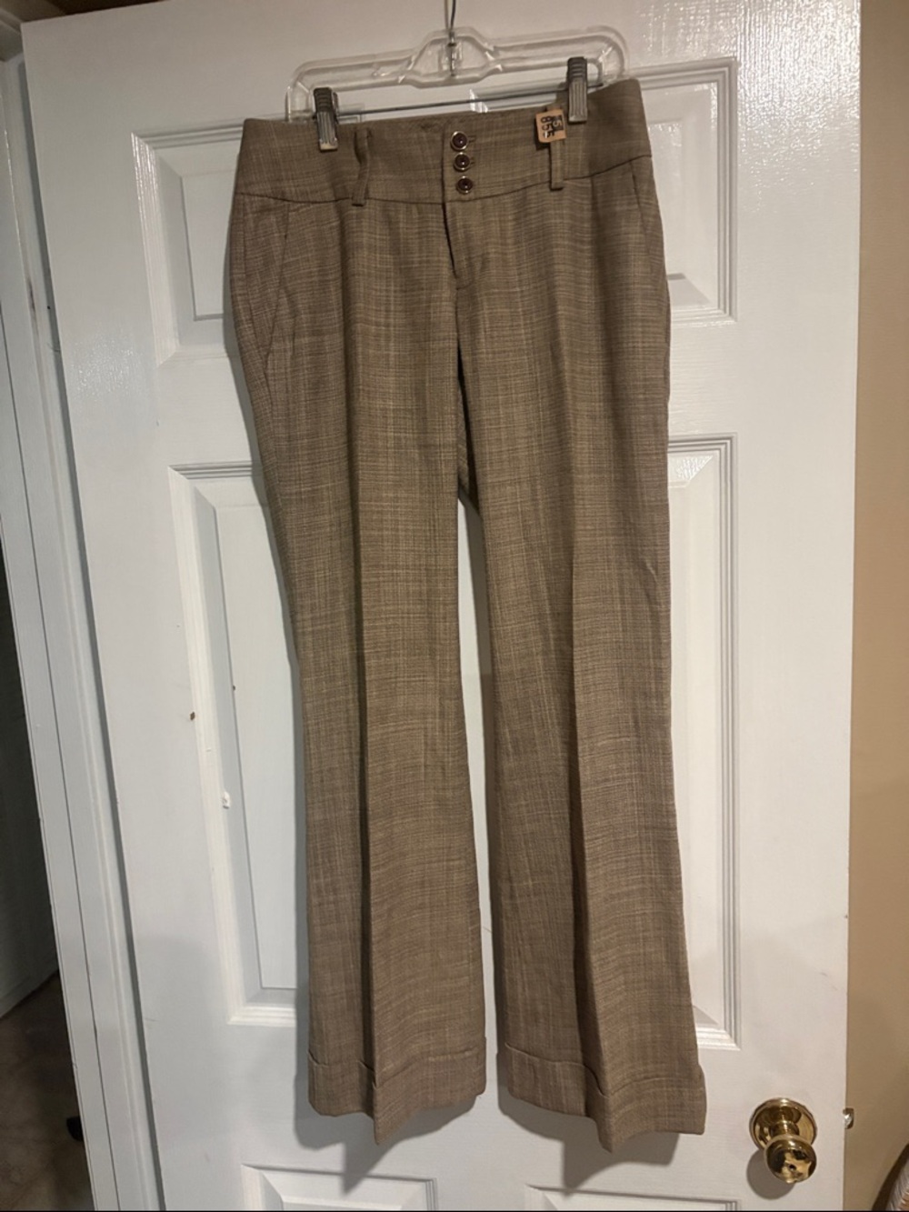 Banana Republic Plaid Dress Pants in Light Brown 54% Wool 40% vicose